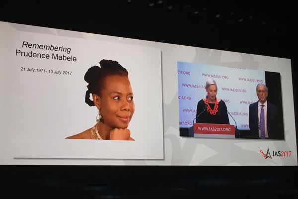 Attendees at IAS 2017 remember HIV activist Prudence Mabele (Credit: Warren Tong)