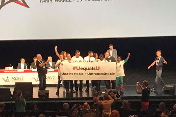 U=U activists takes the stage for a dance party followed by a call to action for equal access to HIV information, treatment and care. Thank you Minas Arda Panosian and Jacque Wambui for your powerful speeches, and Charles King and Christian Hui for leadin
