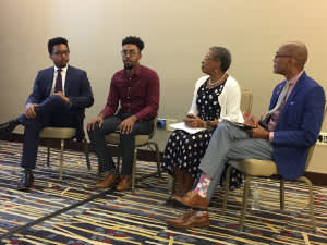 Left to right: Vann Newkirk, George M. Johnson, Rep. Donna Christian-Christensen, Phill Wilson (Credit: PWN-USA)