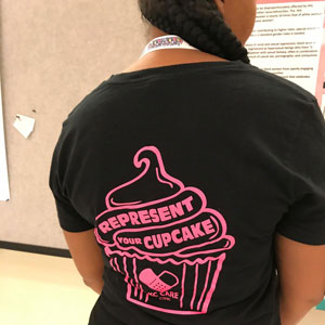 Shawna Edgerson, M.P.H., modeling her workshop t-shirt