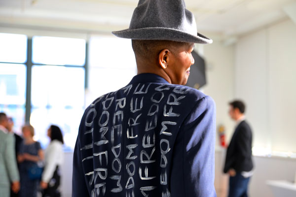 Co-host Pamela Sneed's fabulous freedom jacket