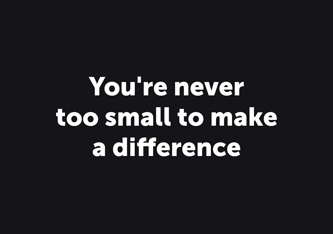 You're Never Too Small To Make a Difference