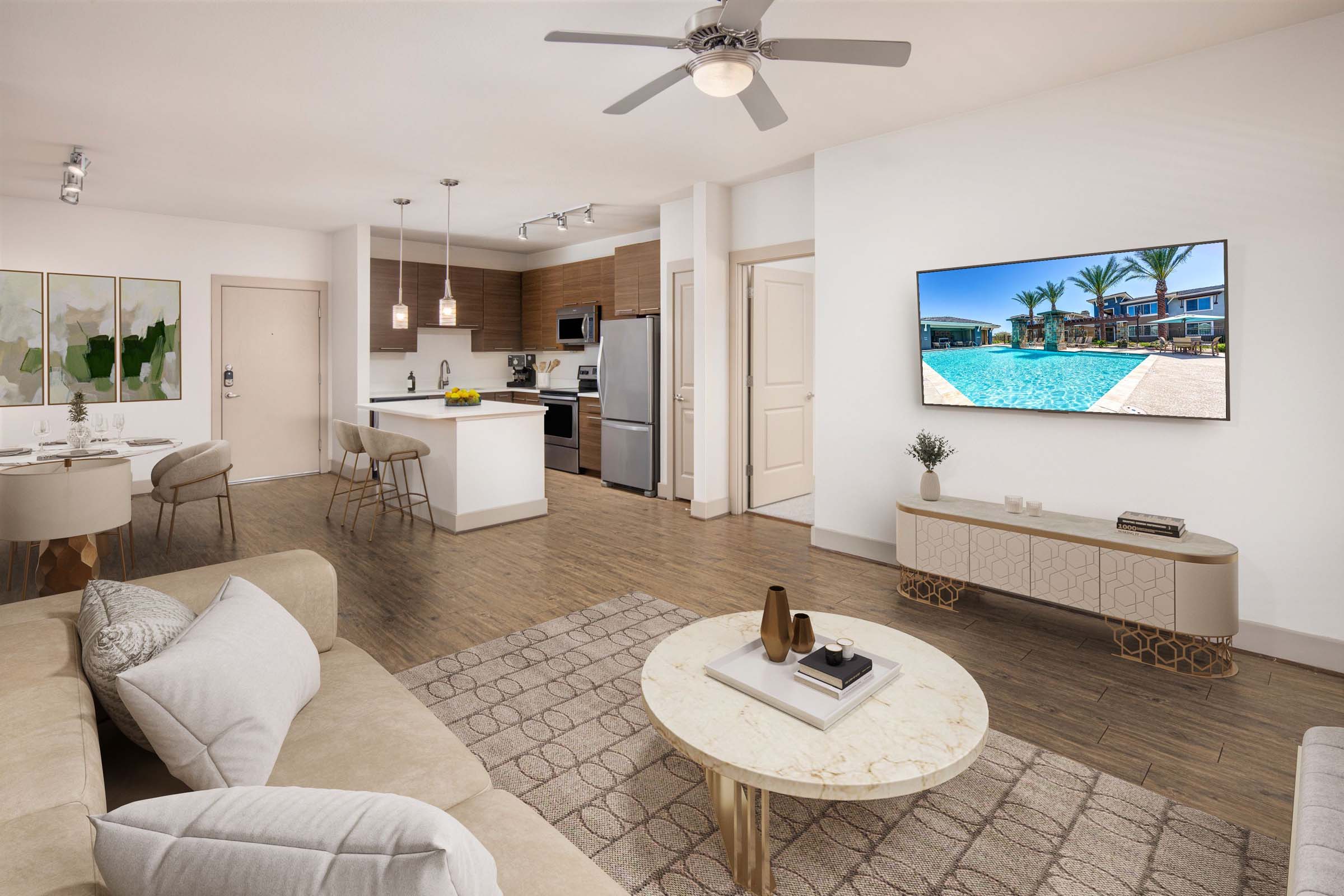 camden chandler apartments chandler az living room with lighted ceiling fan
