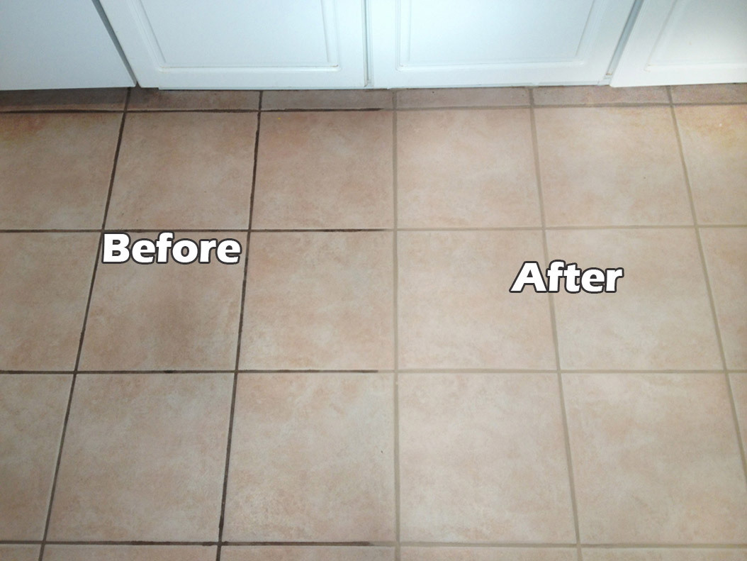 Clean grout with vinegar