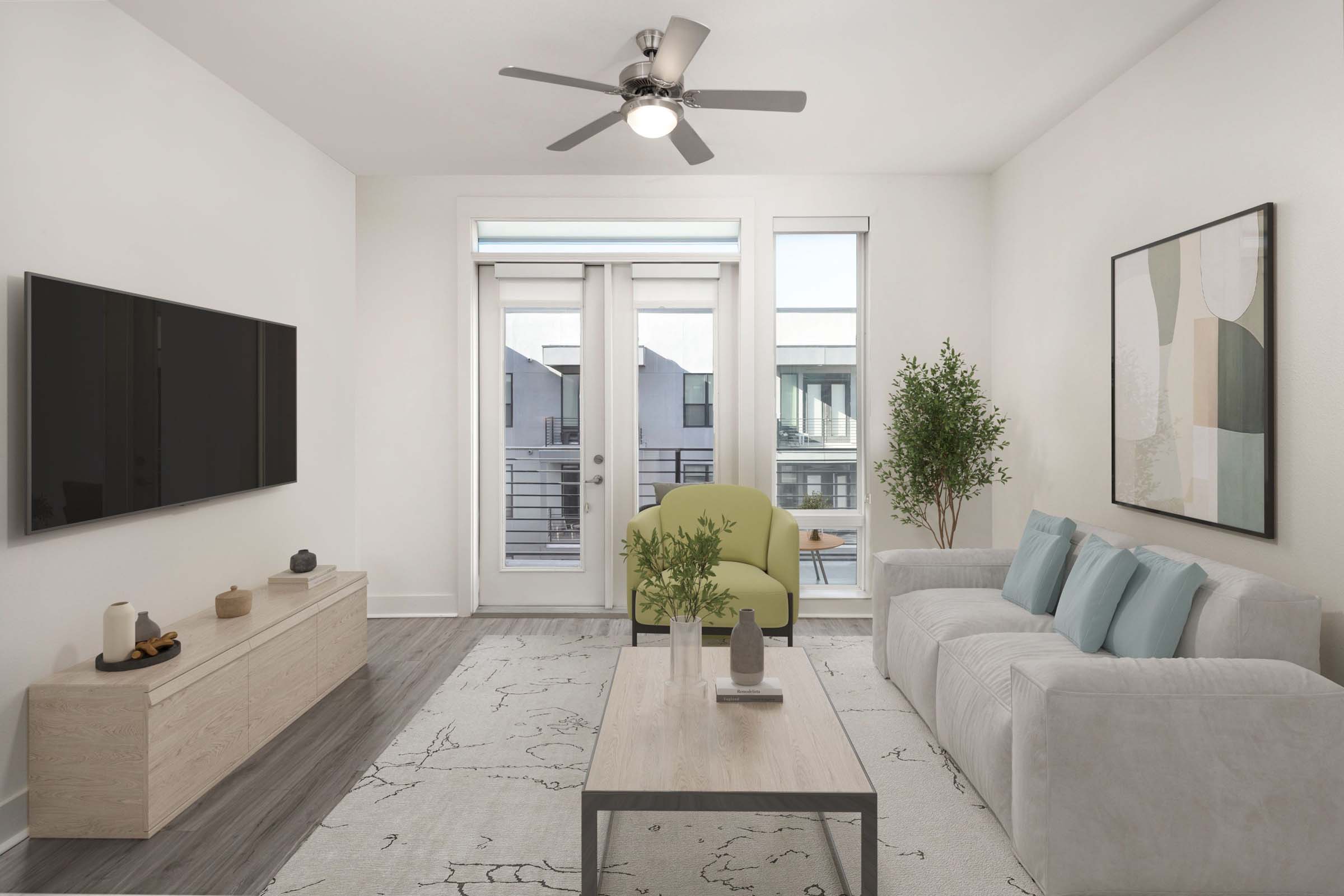 Living room with private balcony