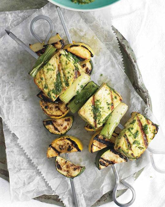 Tofu Kebabs with Cilantro Sauce