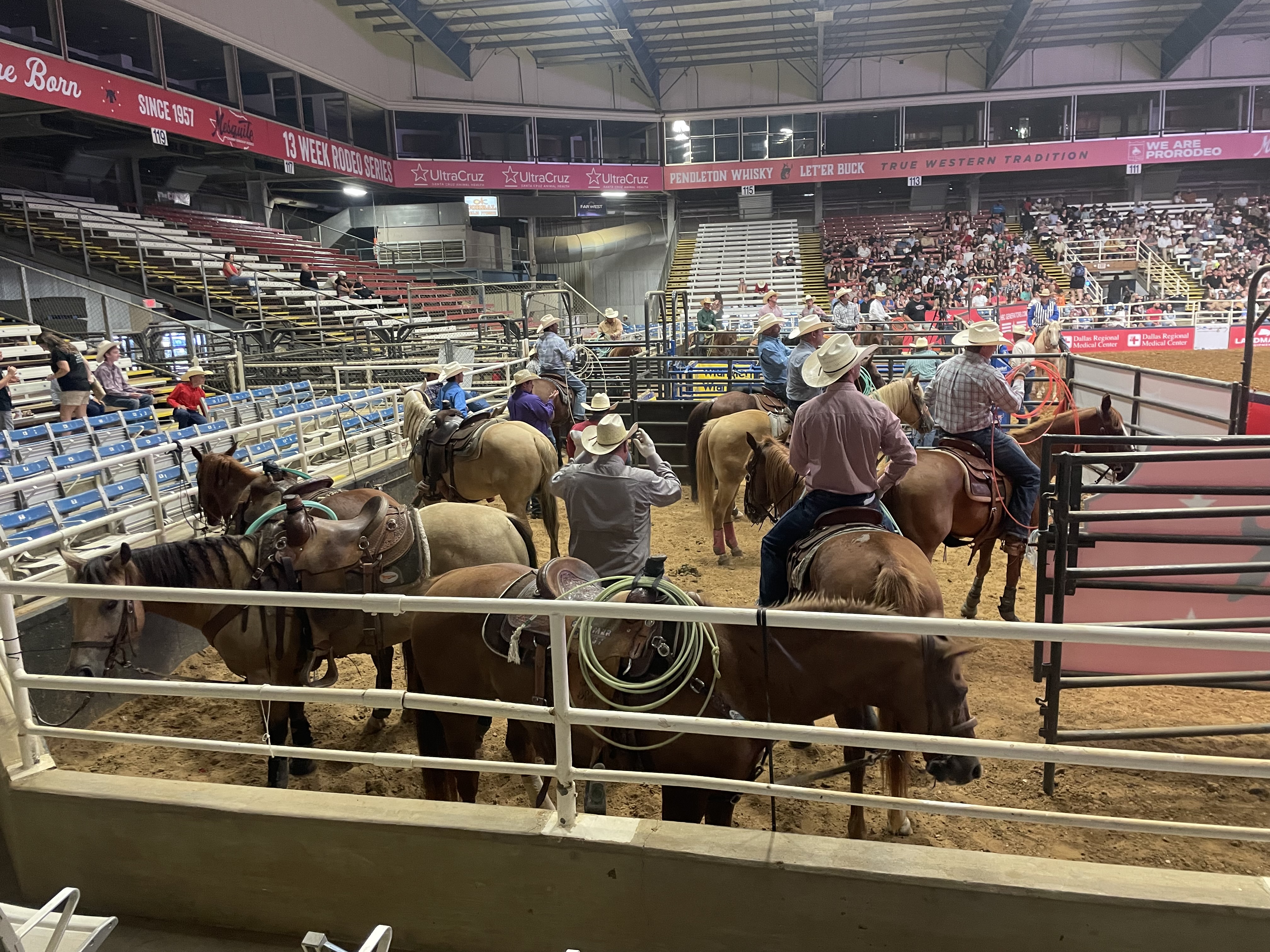 Photo courtesy by Marian De Paula, Rodeo event with cowboys at Mesquite, TX