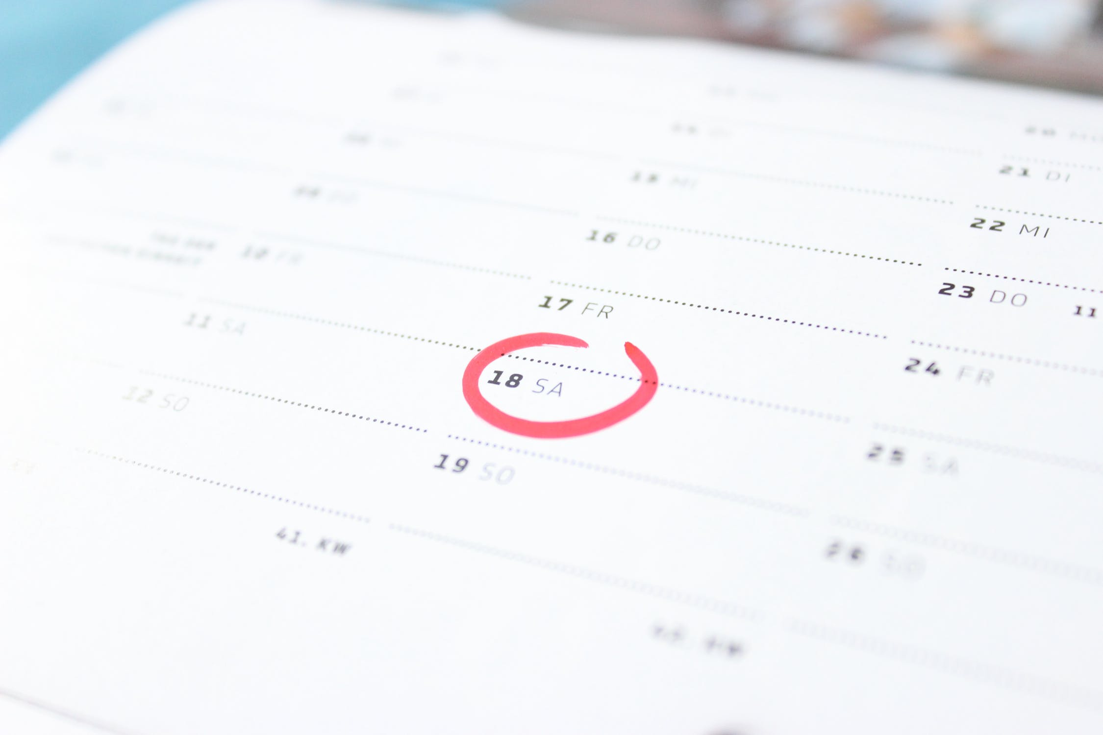 Calendars can help you track progress