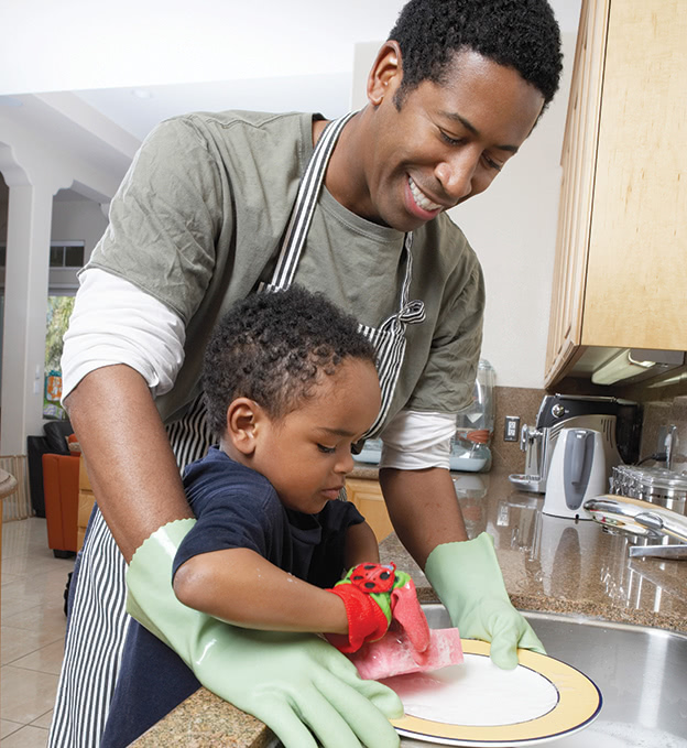 Man-and-Son-Washing-Dishes