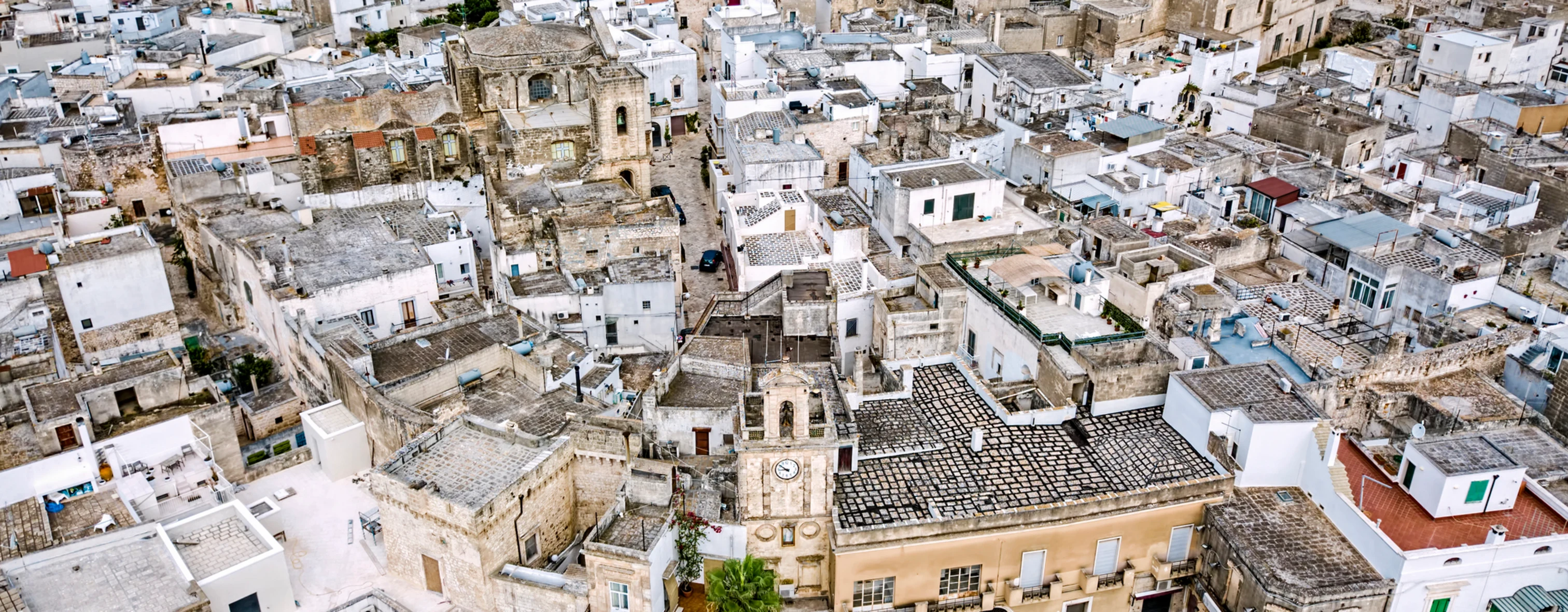 Aerial view of the town of Carovigno in central Apulia