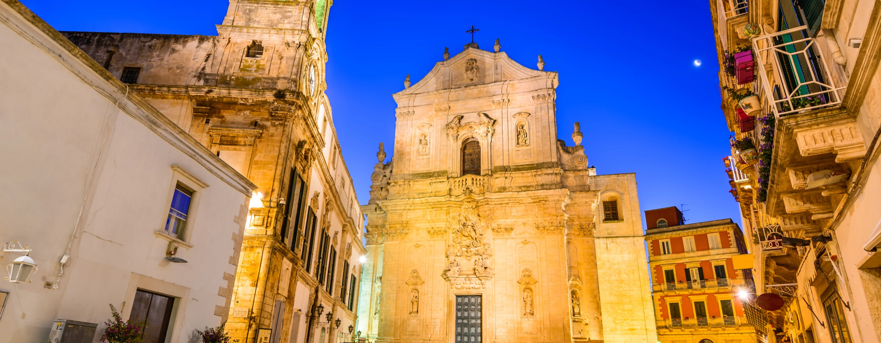 Basilica of San Martino in Martina Franca photographed at night