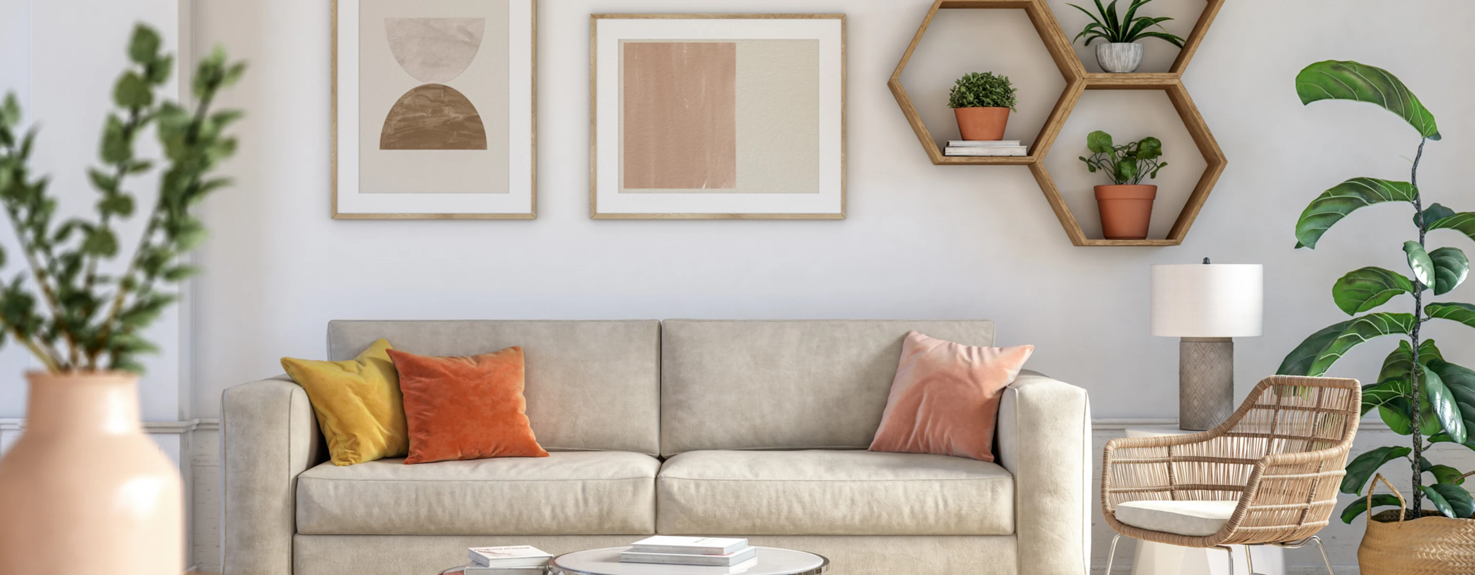 The living room of a house decorated in Nordic style