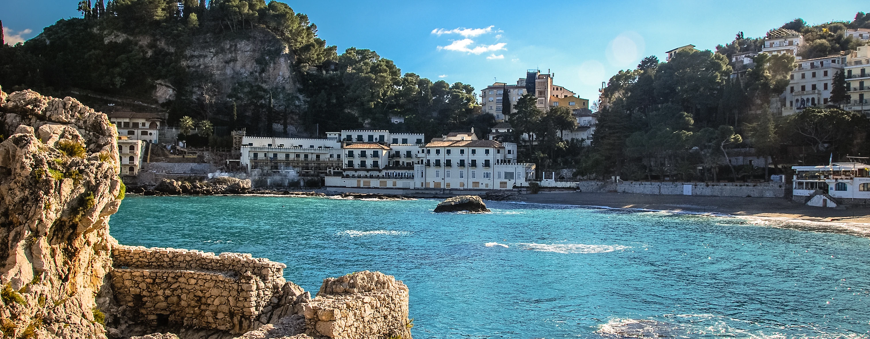 A bay of Giardini-Naxos as seen from the sea