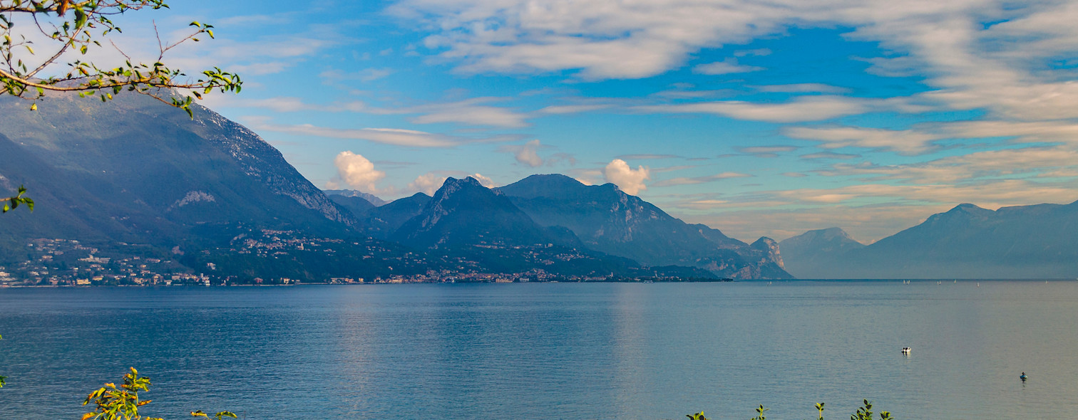 Lake Garda seen from Soiano del Lago at sunset on an autumn day