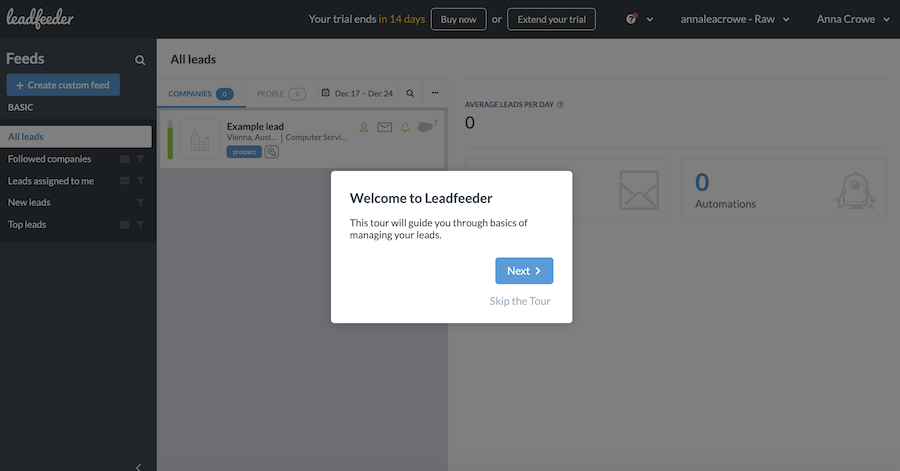 best website analytics tools leadfeeder tour