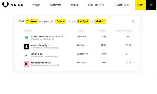 Vainu sales prospecting