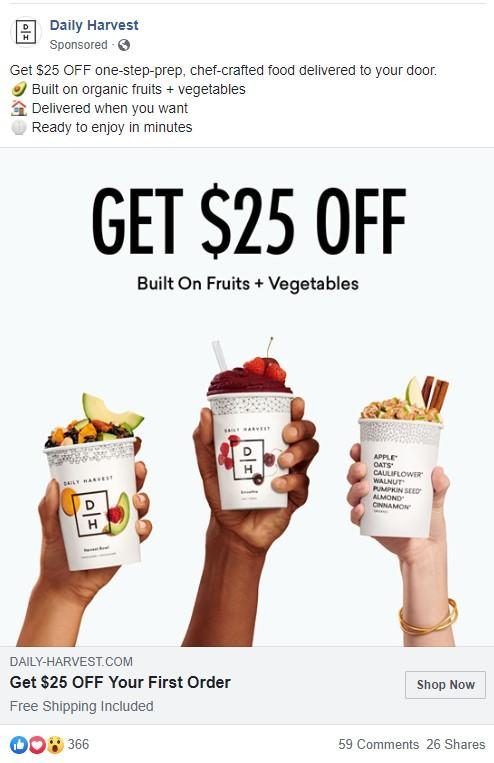Daily harvest ppc ad