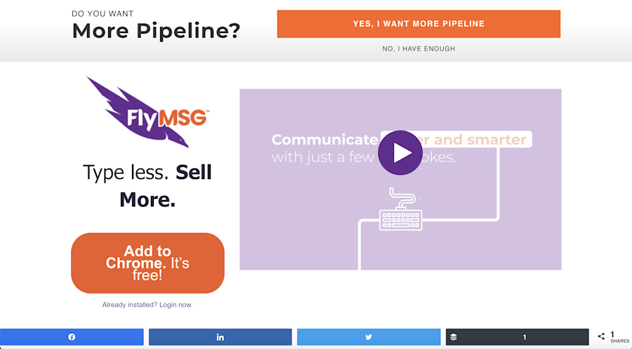 FlyMSG website home screen
