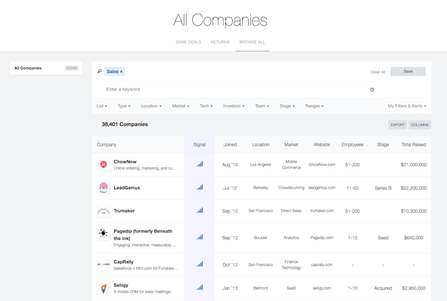 Best sales prospecting tools: AngelList