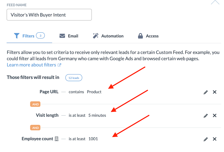 Leadfeeder buyer intent feed