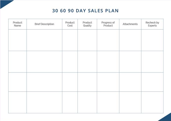 30 60 90 day sales plan