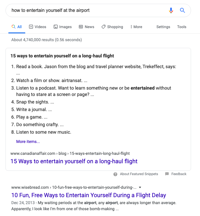 bert content creation search results
