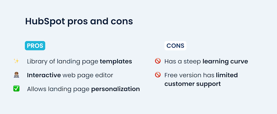 HubSpot pros and cons chart