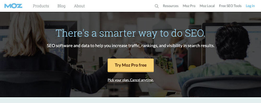saas landing page example moz