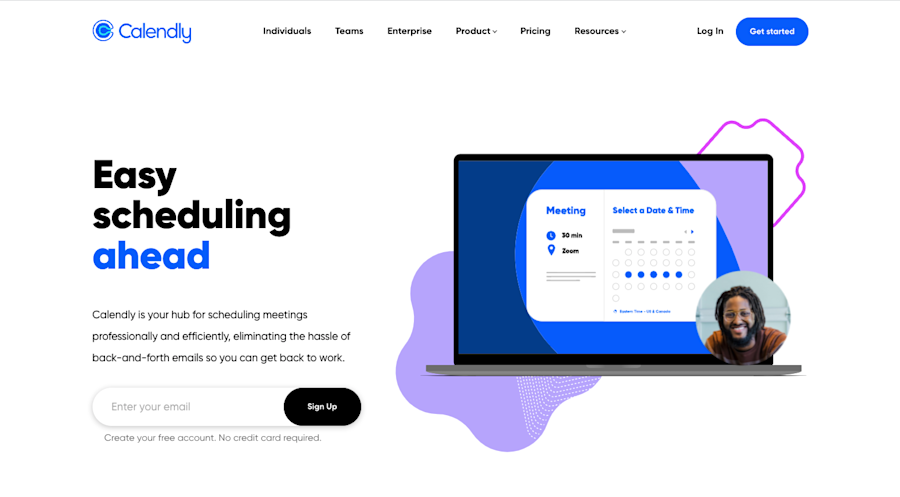 Calendly software used to schedule meetings