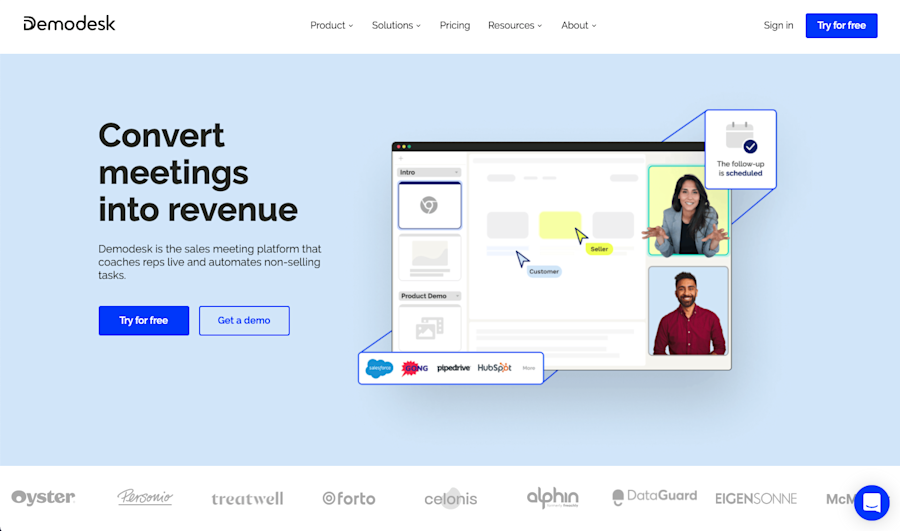 Demodesk software home page