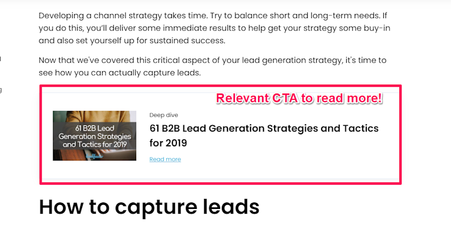 CTA example on Leadfeeder blog