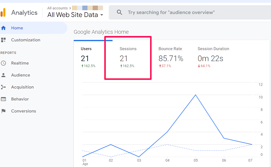 Website traffic analytics sessions