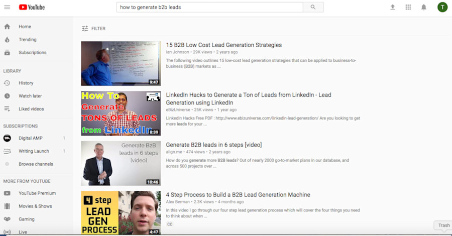 b2b lead generation youtube & vimeo