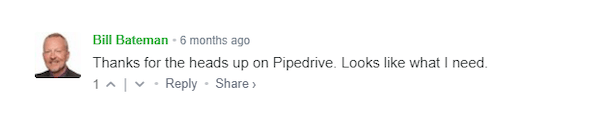 b2b pipedrive testimonial