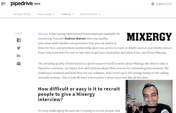 b2b content pipedrive testimonial