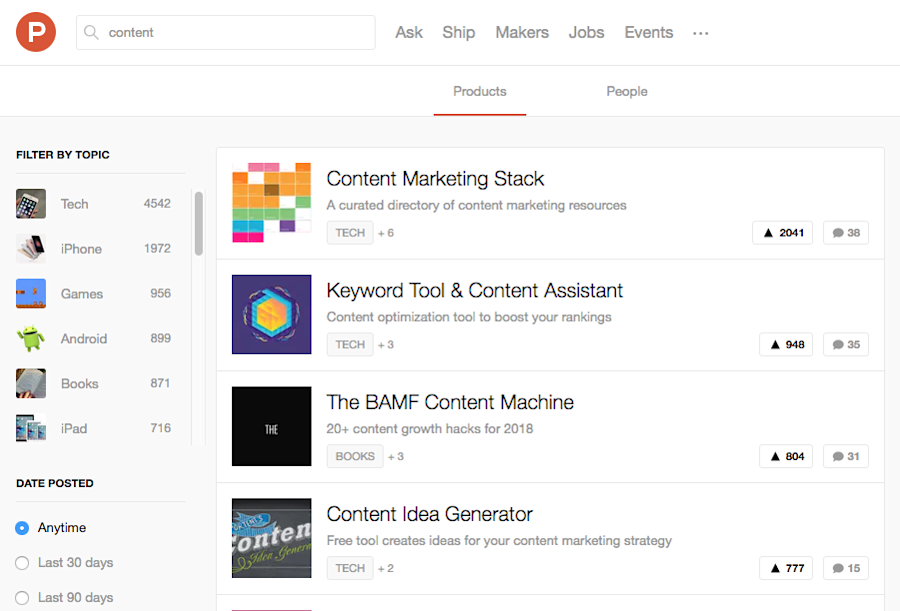 Best sales prospecting tools: Product Hunt