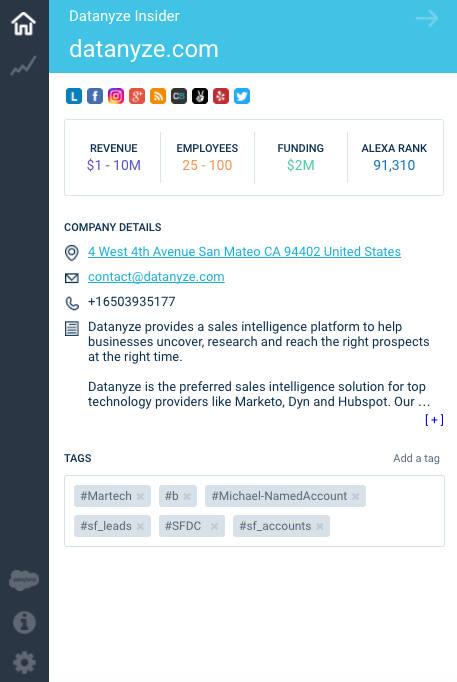 Best sales prospecting tools: Datanyze Insider
