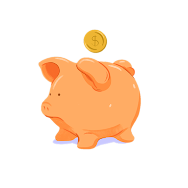 Coin falling into a piggy bank