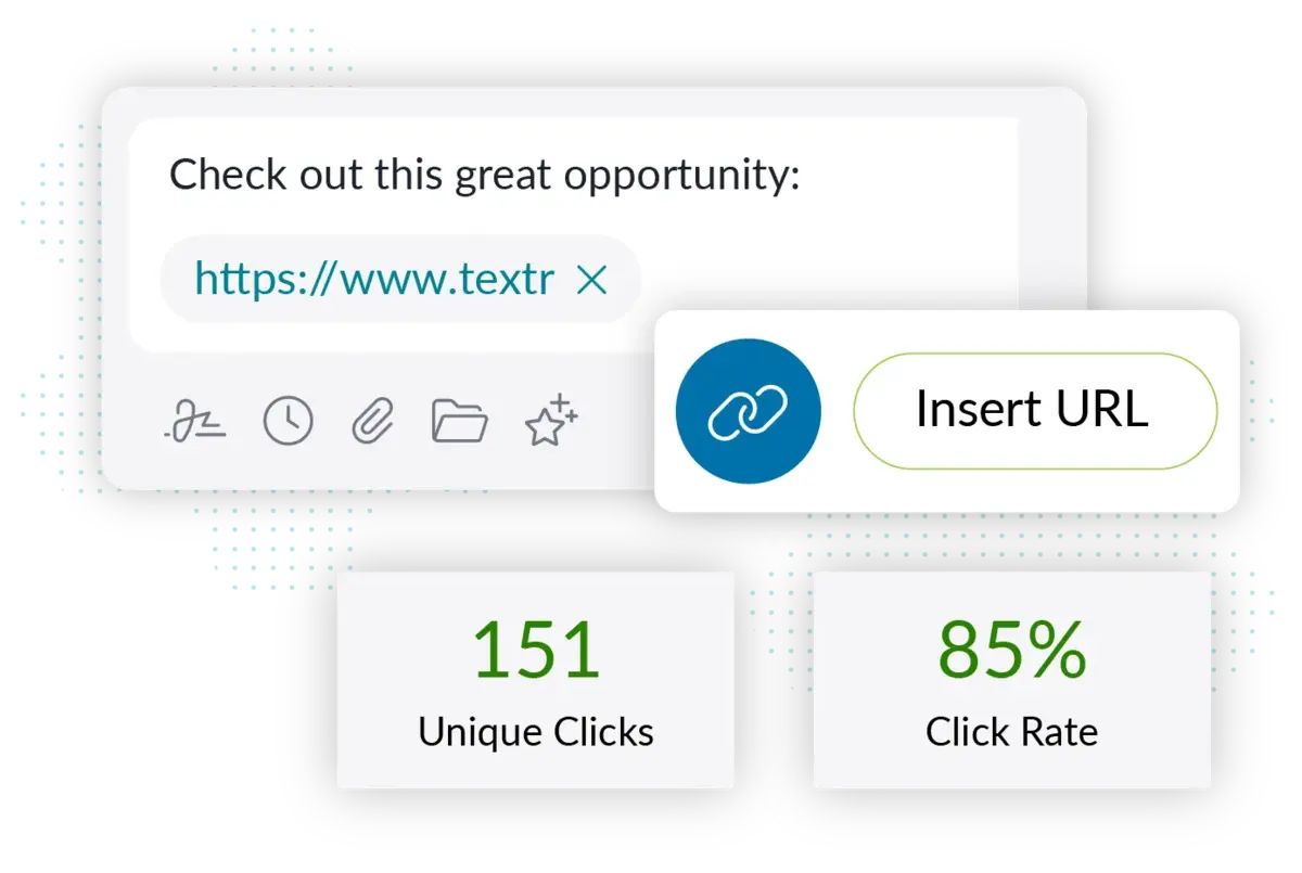 shorten links and track click rates with Text Request