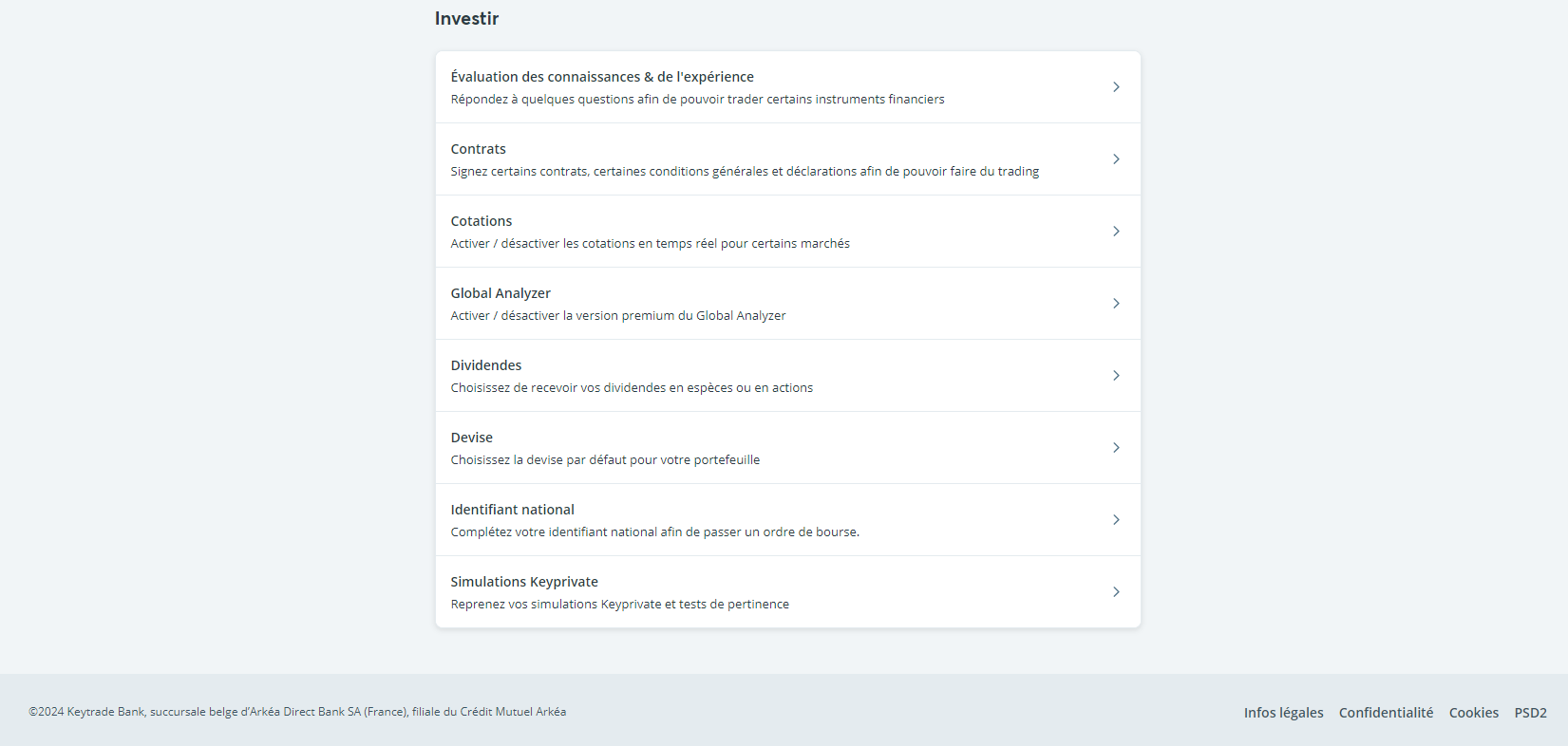 Investing preferences
