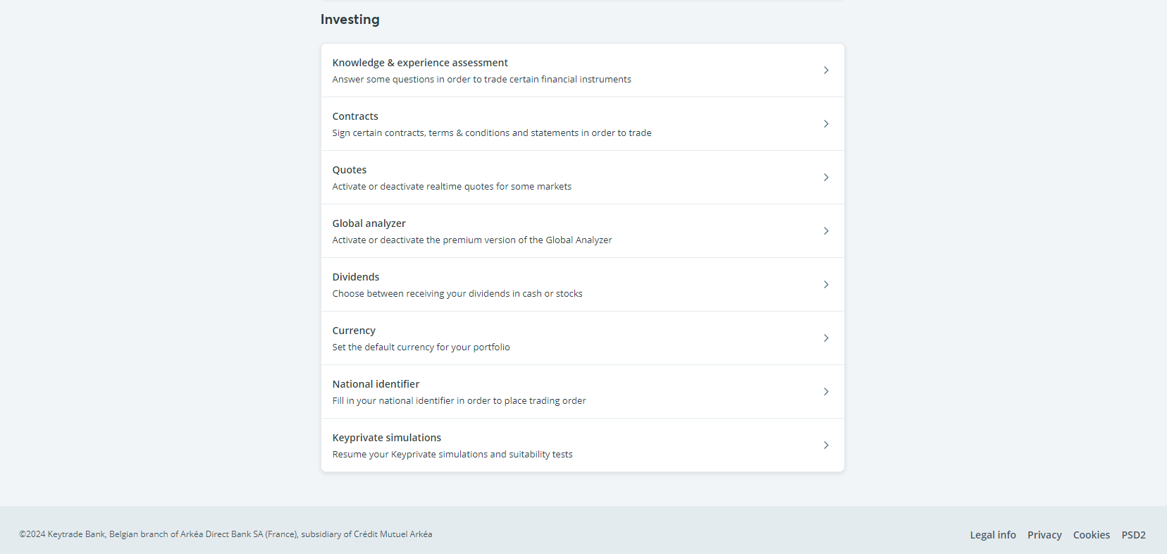 Investing preferences