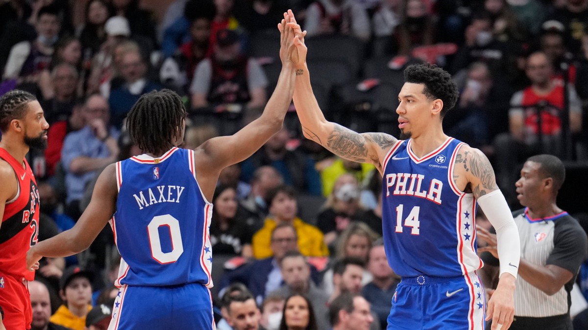 Danny Green and Tyrese Maxey NBA 76ers