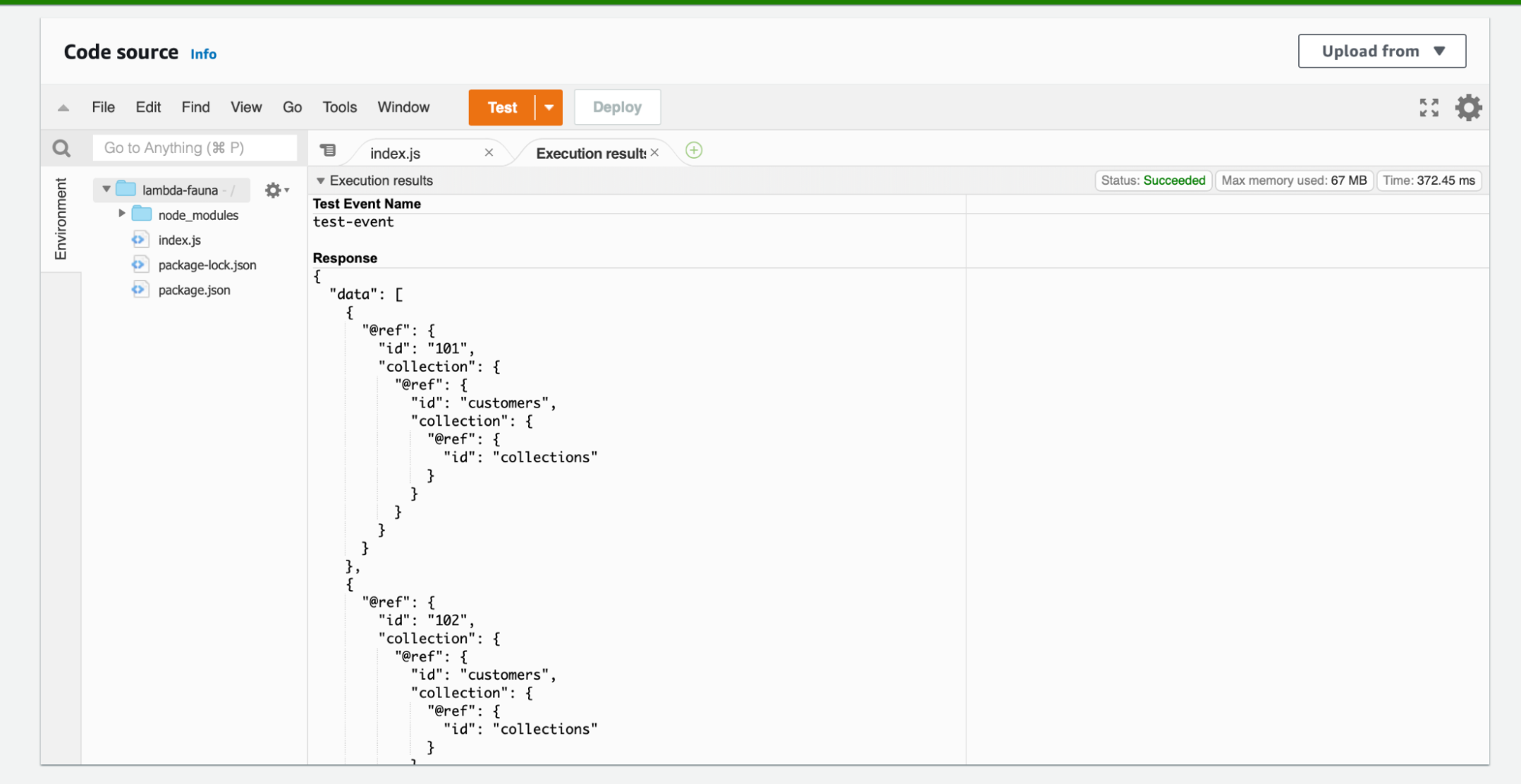 Test Lambda function