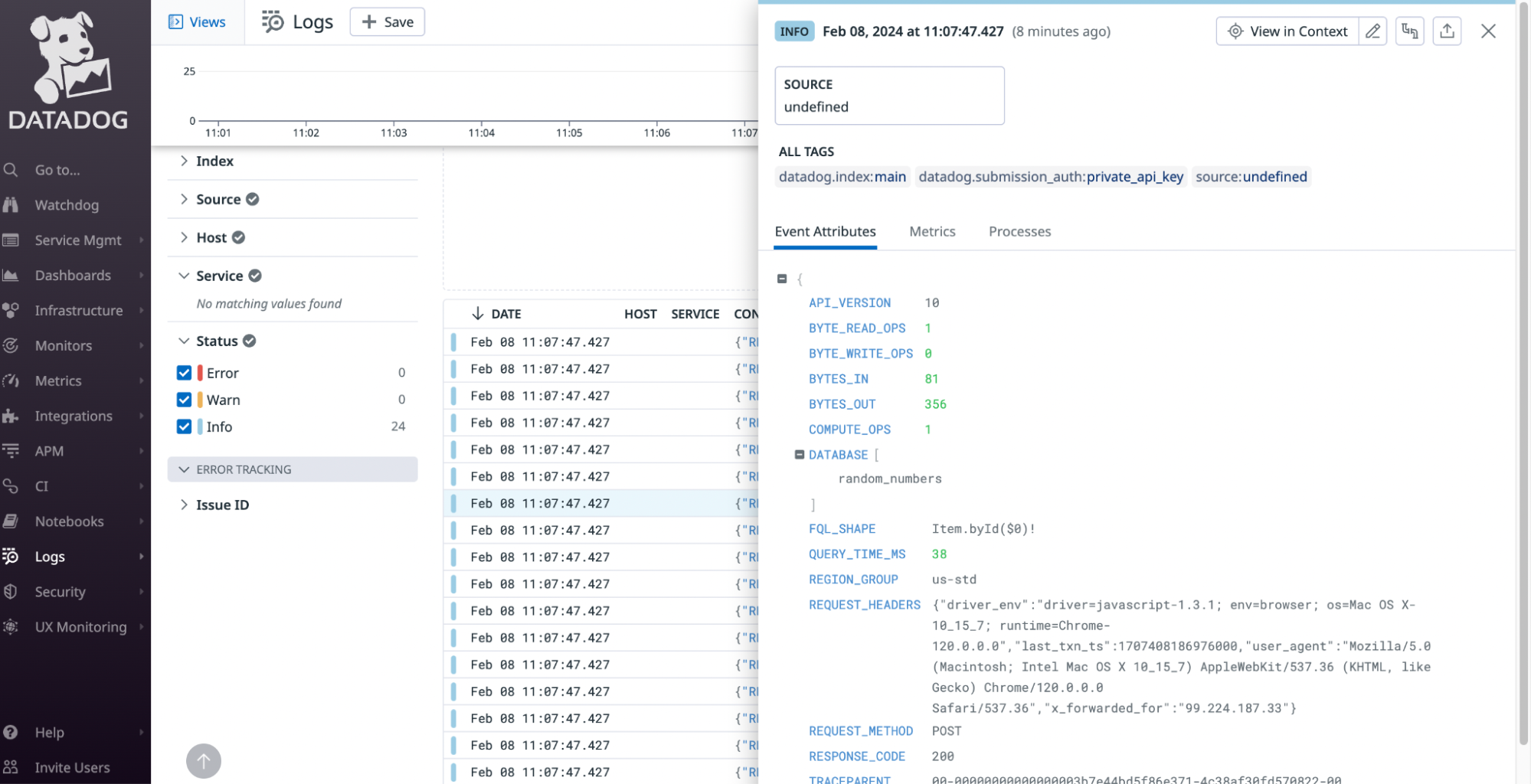 datadog logs details