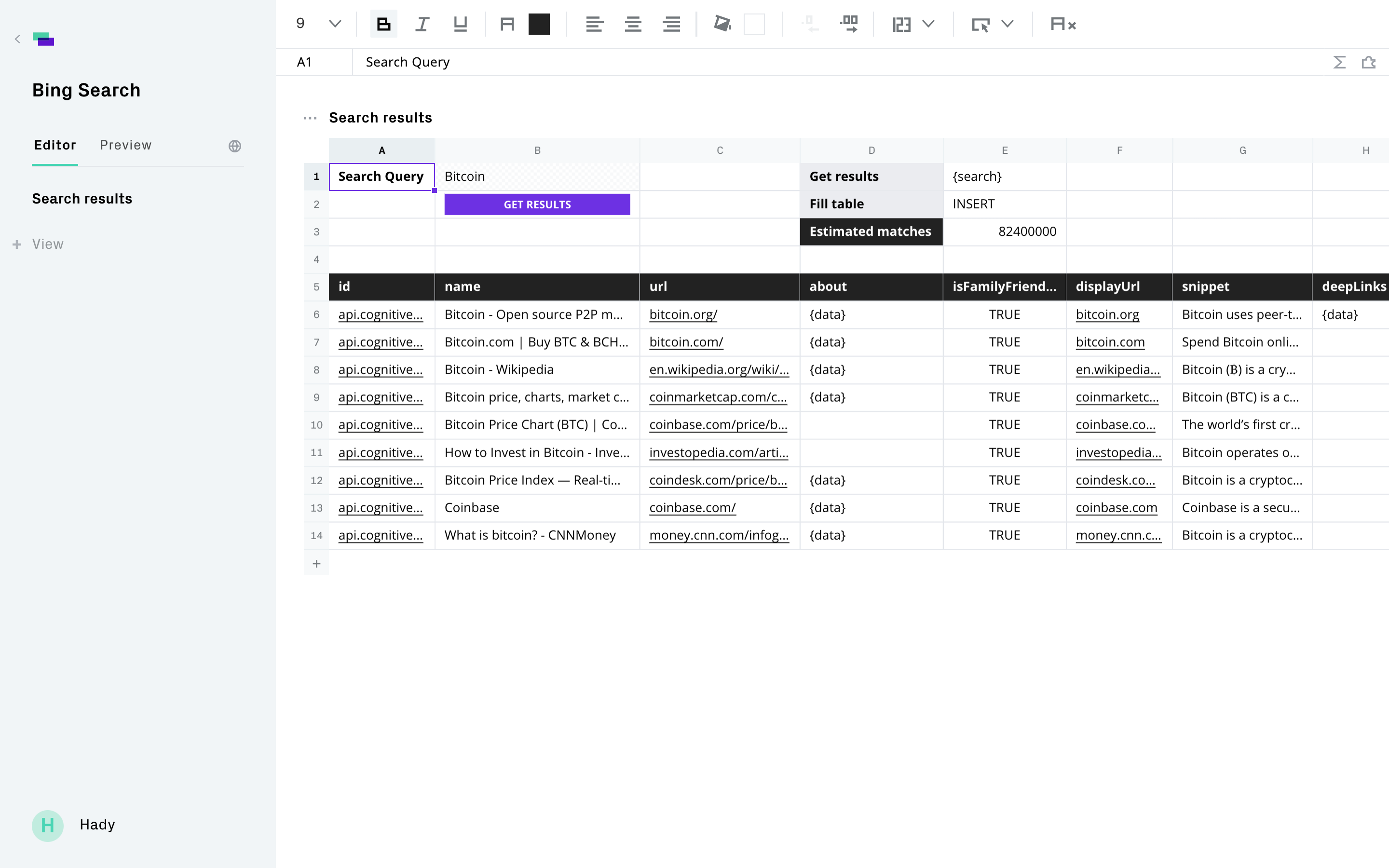 Bing Search Results API