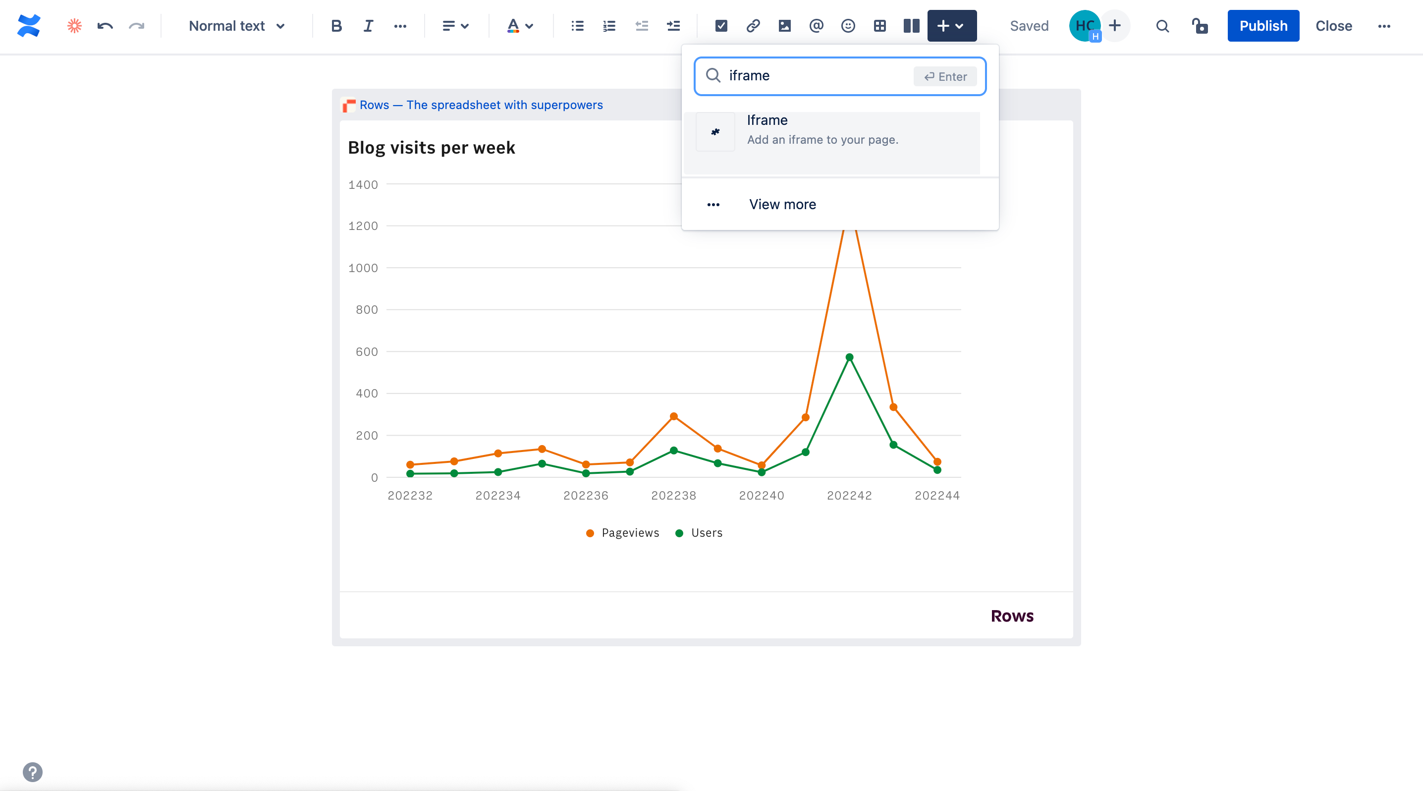 Confluence iframe option