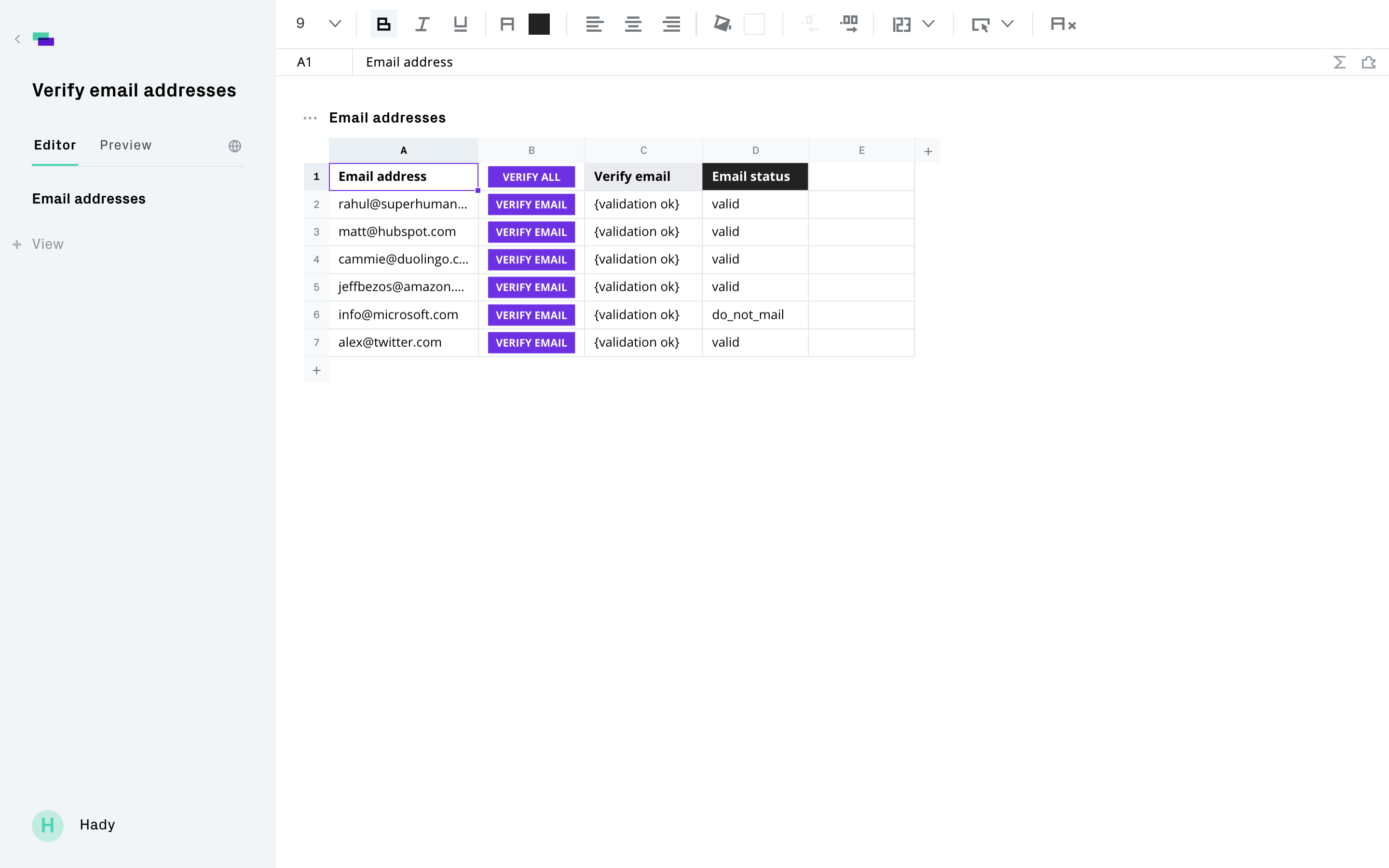 Verify email addresses with Zerobounce