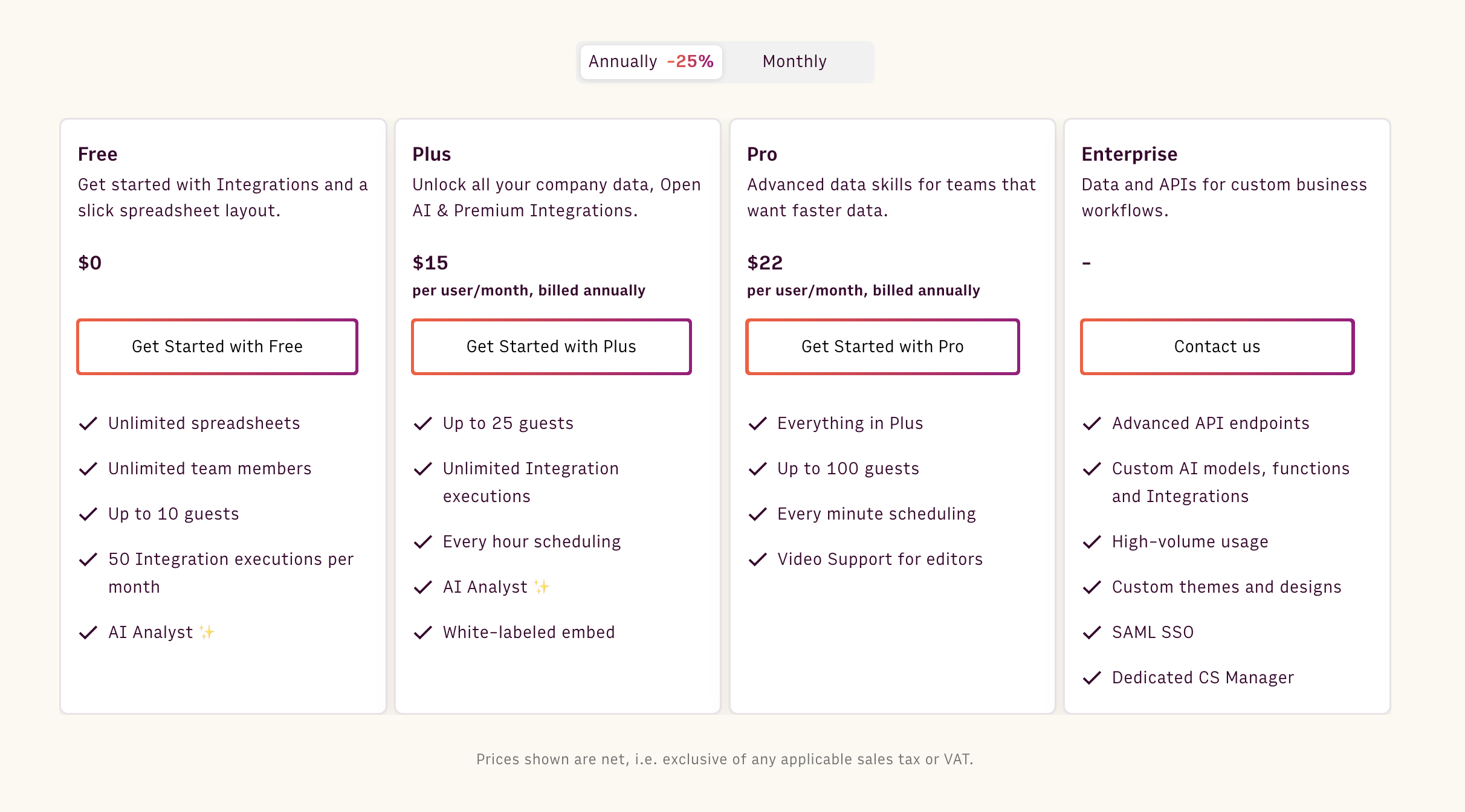 Rows new pricing