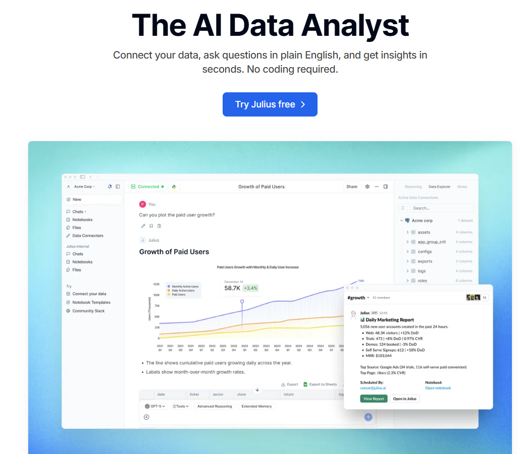 4. julius AI homepage