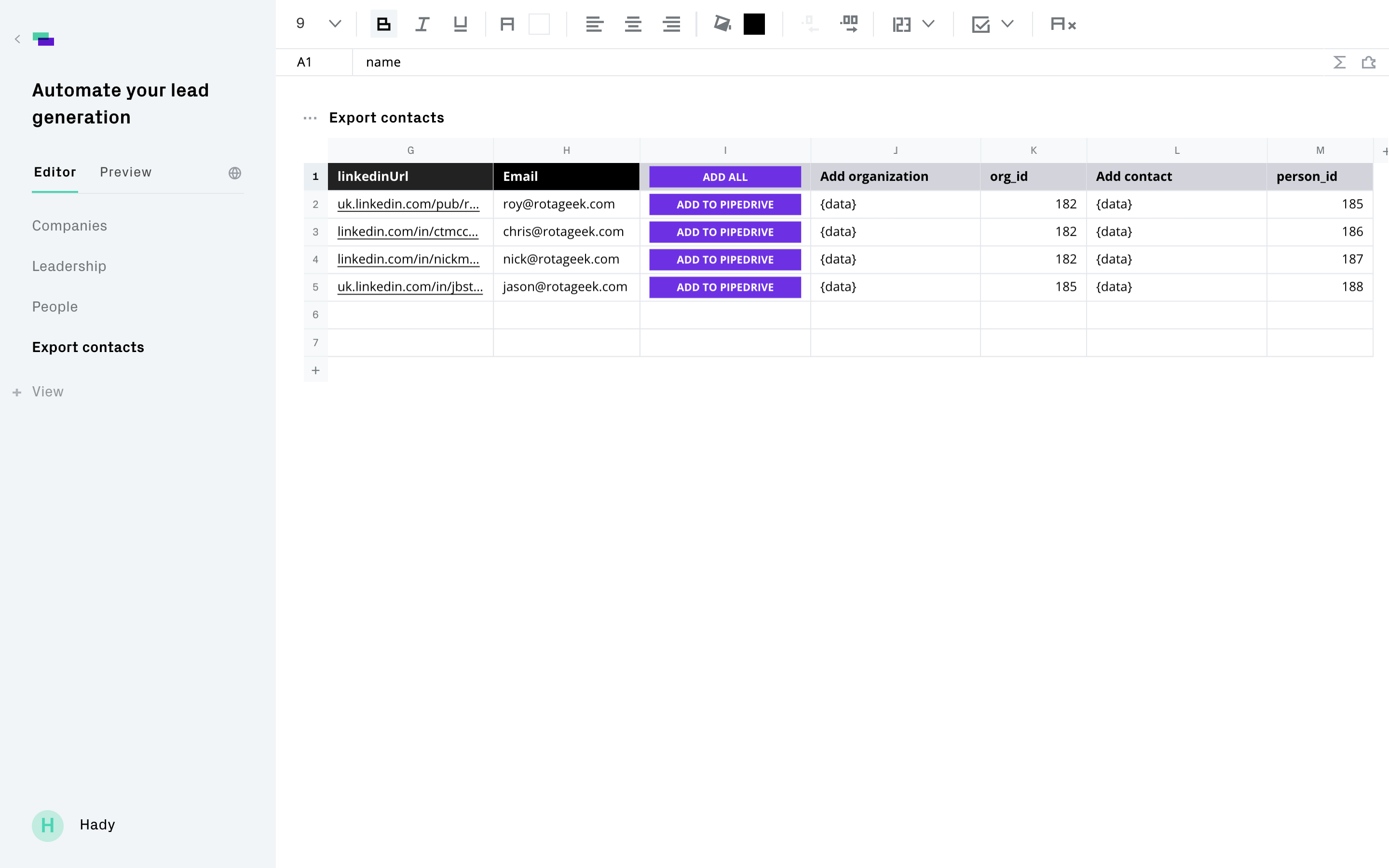 Add organizations and contacts to Pipedrive
